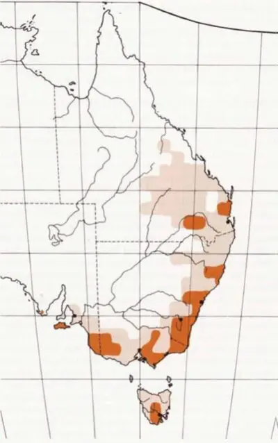 Yellow-tailed Black-Cockatoo HANZAB map