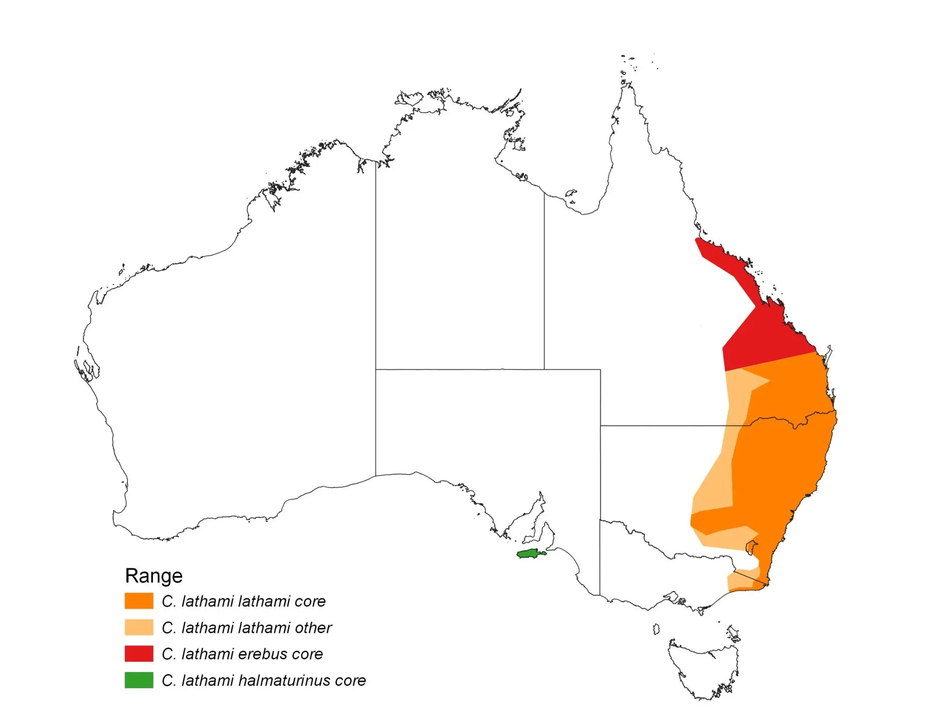 Glossy Black-cockatoo HANZAB map