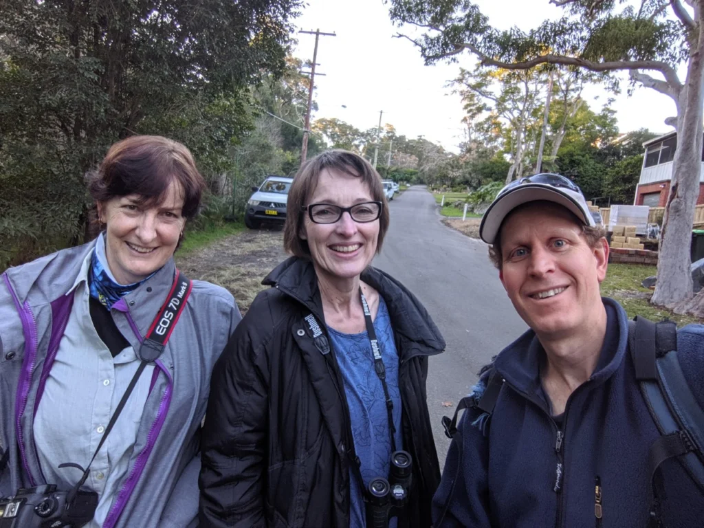 Volunteers Anette and Gillian with Simon Van der Veen of the Brisbane Powerful Owl Project. Photo by Simon Van der Veen 