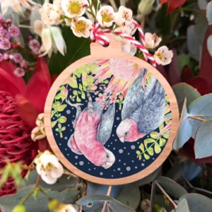 Wooden Christmas Ornament - Galahs