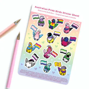 Australian Lgbt+ Pride Birds Vinyl Sticker Sheet