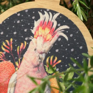 Wooden Christmas Ornament - Pink Cockatoo