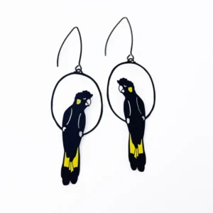 Yellow-tailed Black Cockatoo Earrings