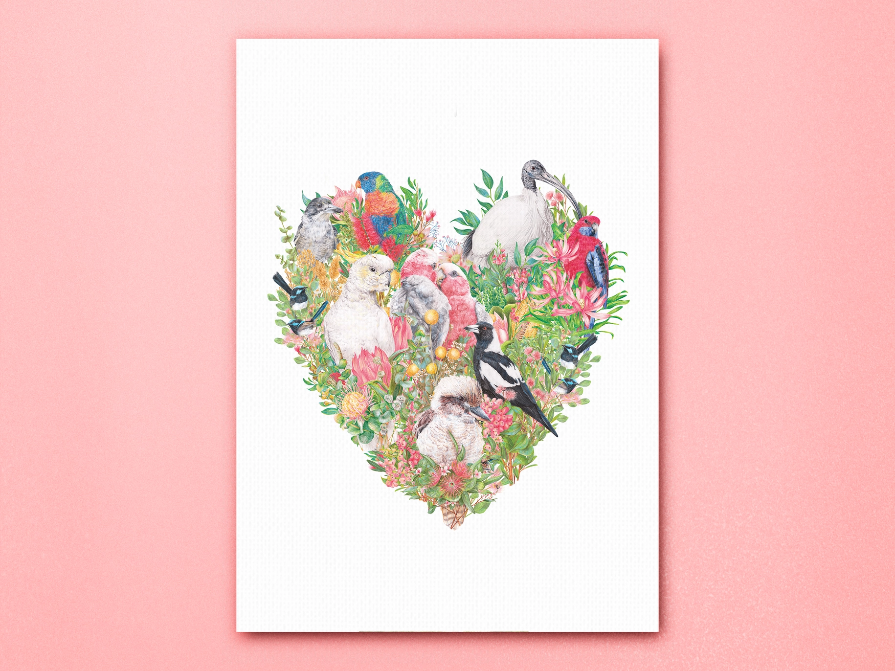 Australian Birds (Heart) Art Print